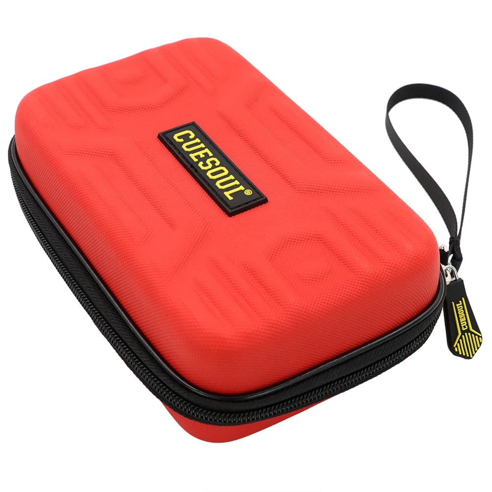 CUESOUL BEAST Custodia per freccette con 6 freccette grandi per trasporto di freccette per freccette con punta in acciaio/solo custodia) - Nero/Rosso