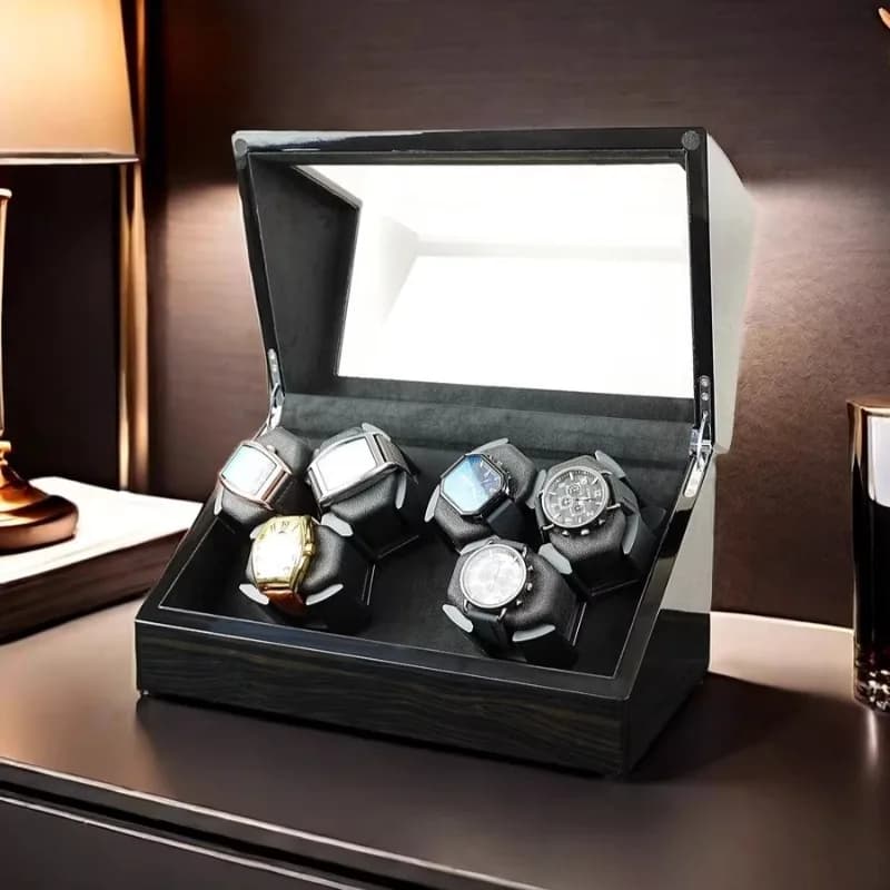 Avvolgitore Automatico Silenzioso per Orologi di Lusso in Legno, Macchina Avvolgitrice per Orologi da Polso Meccanici da Uomo, Custodia Rotante da Viaggio