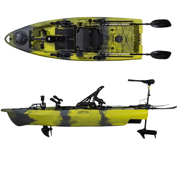 Kayak da Pesca Sportiva per Singolo Utente 2,9m con Pedali e Scafo in HDPE per Uso Fluviale con Pagaia