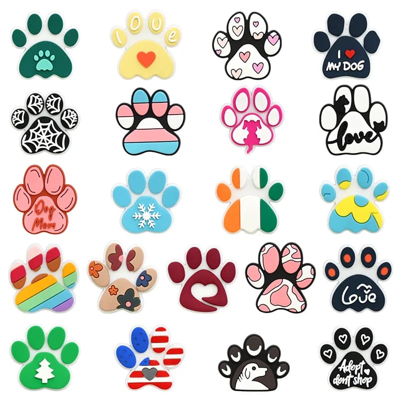 New Small PVC Soft Rubber Patches Cartoon Dog footprints Ornaments DIY Accessories for Hair Clips Clothes & Stationery