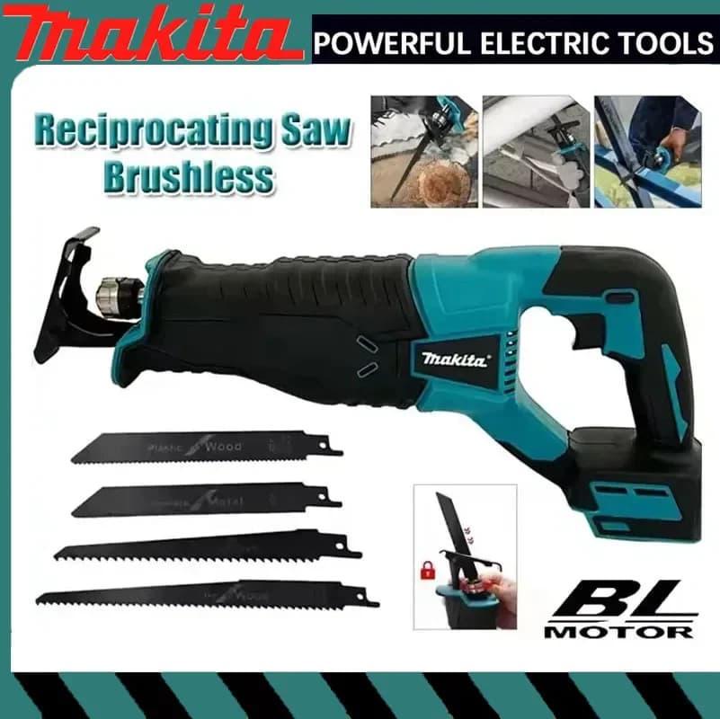 Makita Brushless saber saw, portable, wireless, with 4 blades for 20V and 18V batteries