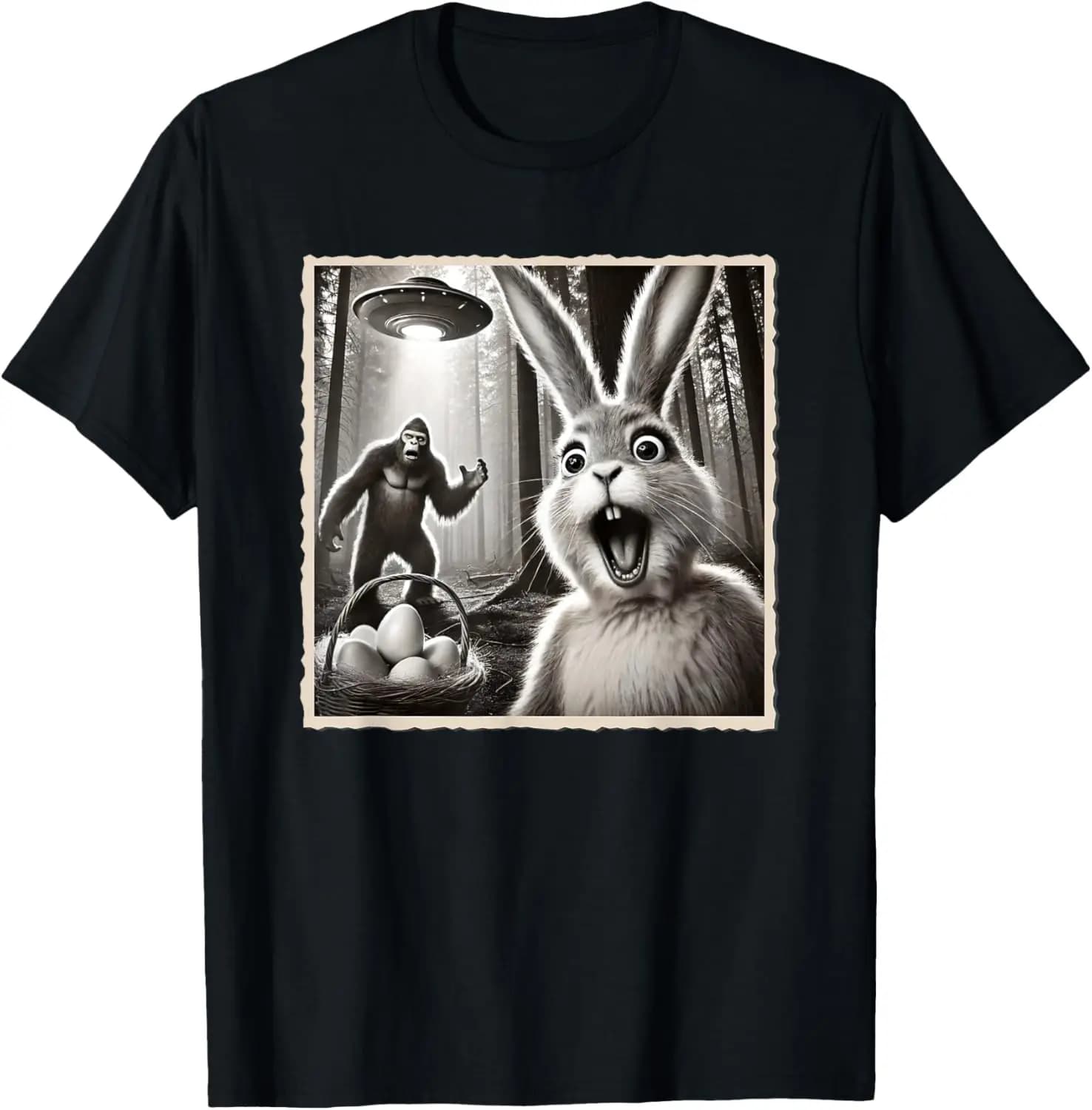 Funny Bunny Easter, Selfie Bigfoot & UFO, Easter T-Shirt Easter,Eggs,Cute,Easter Bunny,Funny,Vintage,Gaming,Egg Hunting
