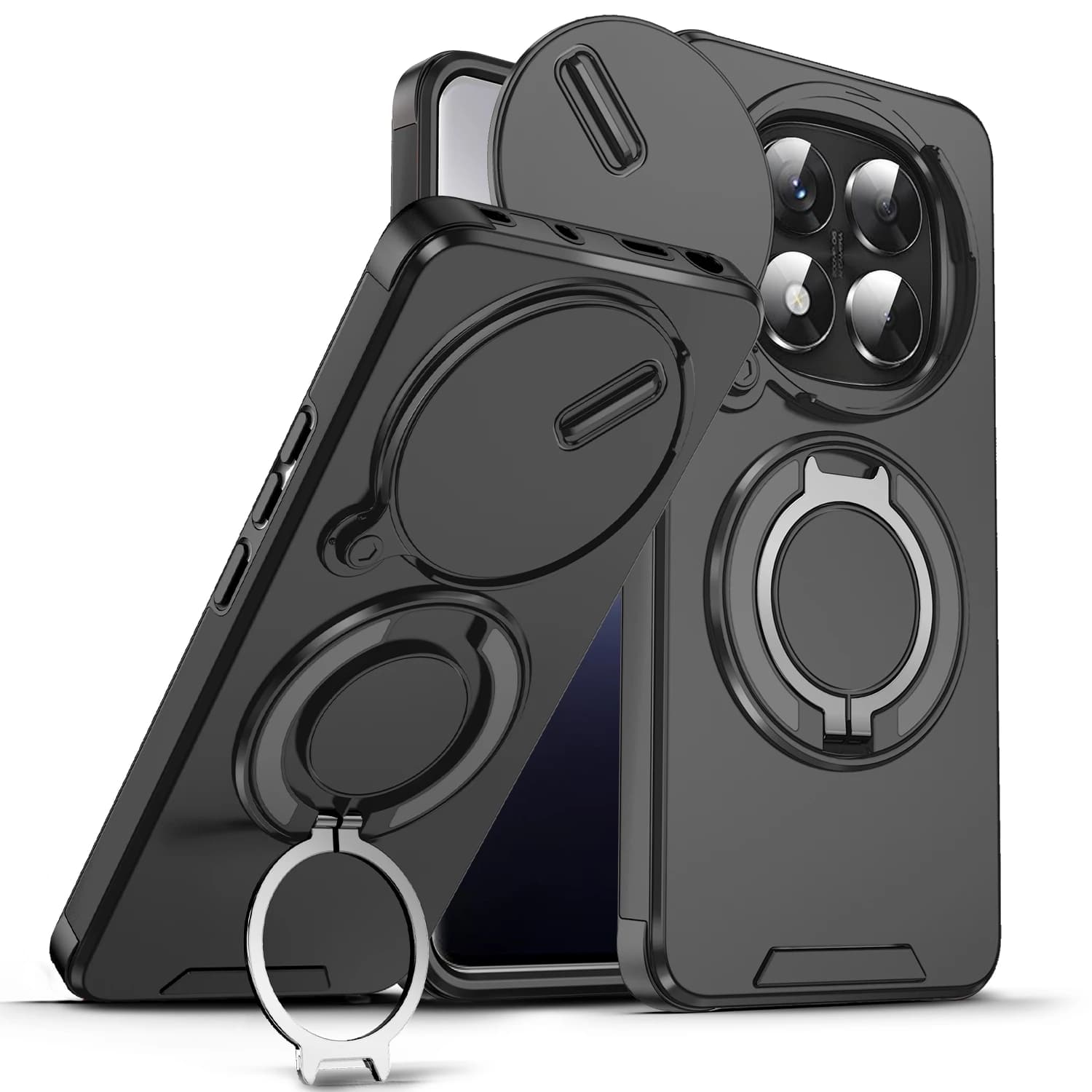 Custodia per telefono con anello magnetico e protezione scorrevole per fotocamera in TPU per Xiaomi Poco M8 Pro Redmi Note 15 Pro 4G Plus 5G