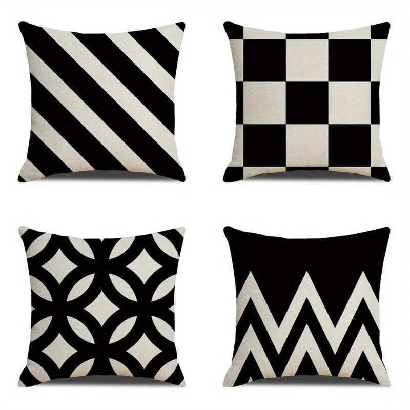 Home Decor Abstract Black & White Pattern Pillow Covers Pattern Cushion Cover Suitable for Sofa Bedroom Car Pillow Cover