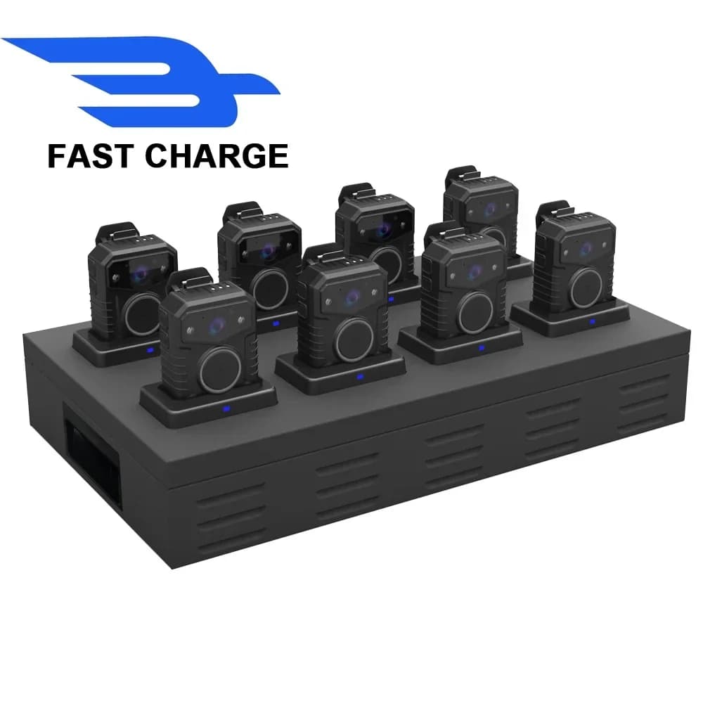 Docking station di carico e ricarica multiunzioni a 8 porte per fotocamera indossata dal corpo