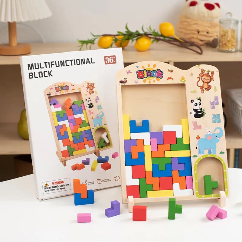 Blocchi Puzzle in Legno 3D per Bambini Blocchi Colorati Giochi Creativi per Bambini Giocattoli Educativi Regalo Perfetto Un Compagno di Giochi