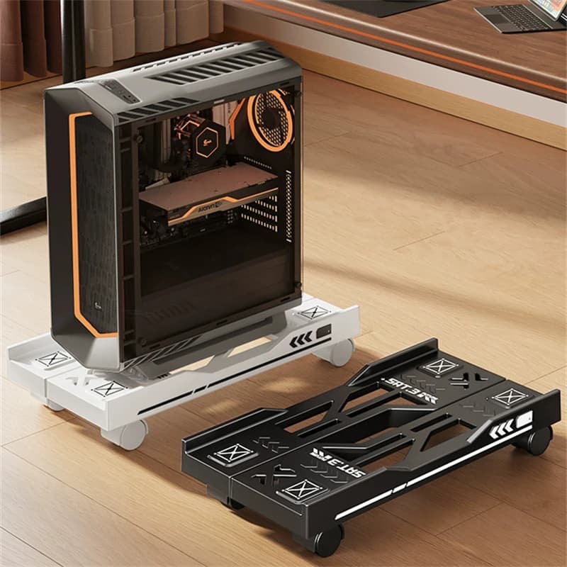 New CPU support Adjustable bracket PC stand Cart tower support for mobile computer with swivel wheels Adjustable table support