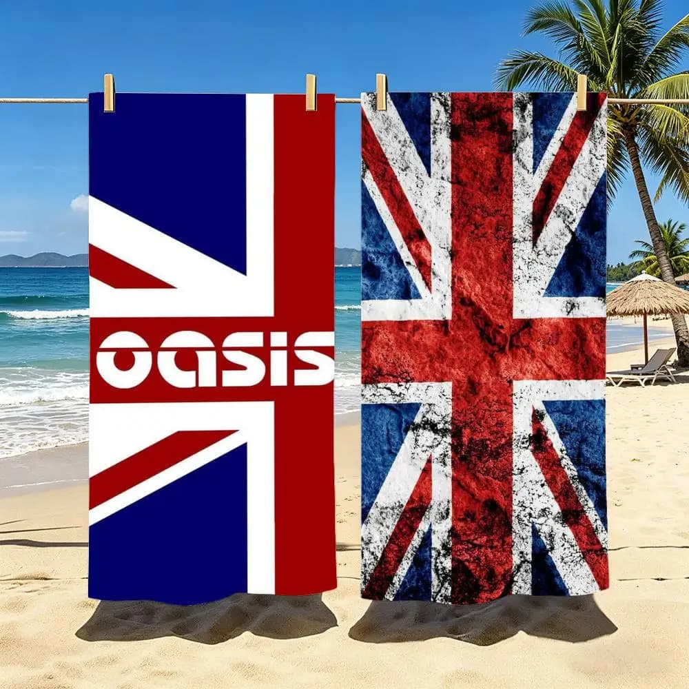 U-United Kingdom Flag Towel Polyester Beach Towel Quick Dry Sand Free Bath Towel for Summer Pool Travel Vacation