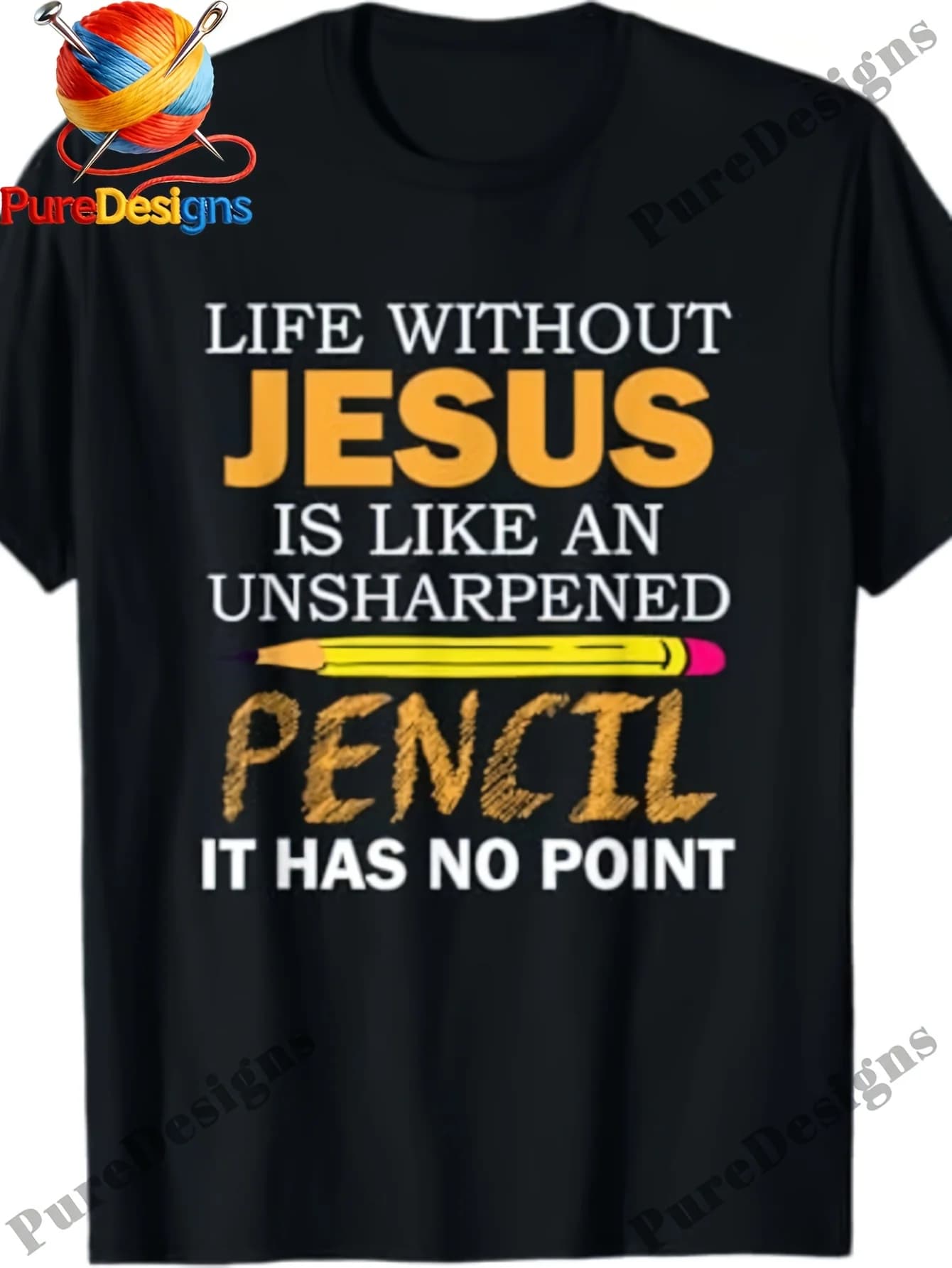 T-shirt divertente con tema della fede cristiana: Life Without, girocollo casual, maniche corte, realizzato in 100% cotone, leggermente elasticizzato, perfetto per l'estate