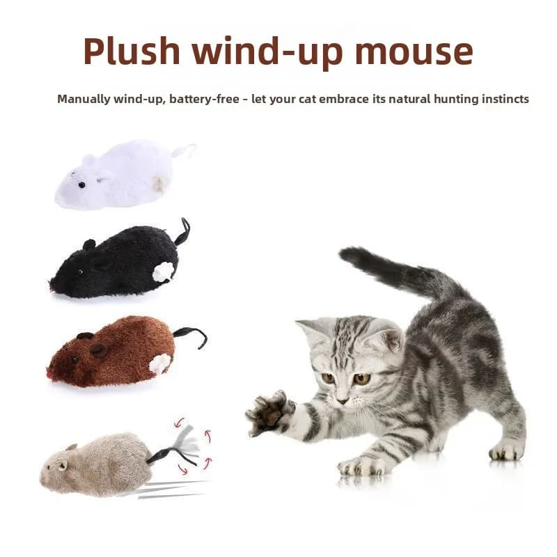 1/5pcs Cat Toys Fun Interactive Plush Wind-Up Mouse Toy for Cats Dogs and Kids Mechanical Moving Animal Toy for Playtime Pranks