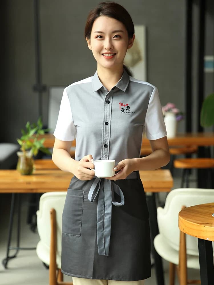 New Hotel Uniforme da cameriere Caffetteria Donna Cameriera Uniforme Tuta da catering Camicia da lavoro per ristorante occidentale Top da forno