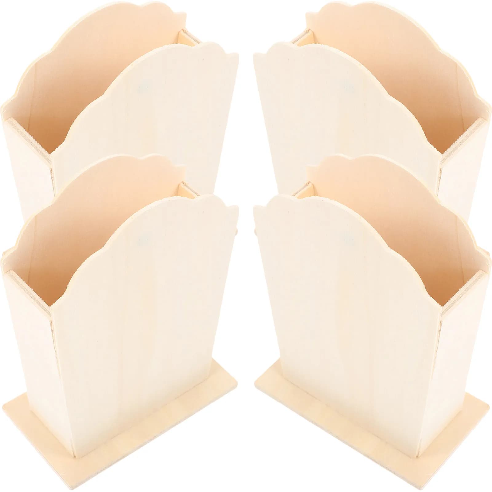 Set di 4 Portapenne in Legno Grezzo, Contenitori per Penne Non Finiti, Organizzatori Creativi per Scrivania, Porta Matite Verniciabili Fai-da-Te