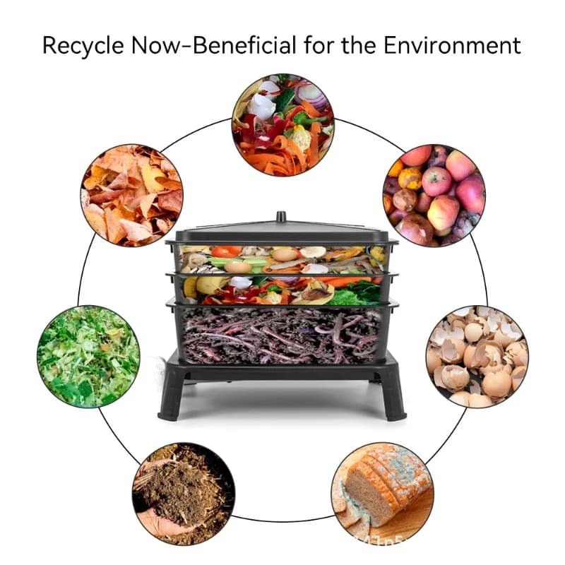 Composter per Vermicompostaggio da Esterno Senza BPA, Contenitore per Lombrichi per Scarti di Cucina, Fertilizzante Nutriente per Piante da Giardino Domestico