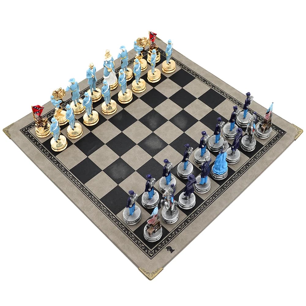 Metal Painted Chess Desktop Intelligent Game War Themed Toys Luxury Knight Hand Painted Checkers Card Gift Series Characters