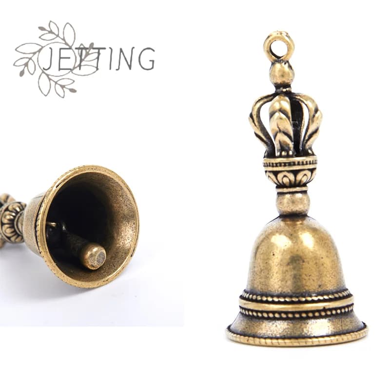Hot 1PC Brass Handicraft Die-casting Wind Bell Tibetan Bronze Metal Antique Bell Feng Shui Metal Wind Chime Fortune Jingle Bell