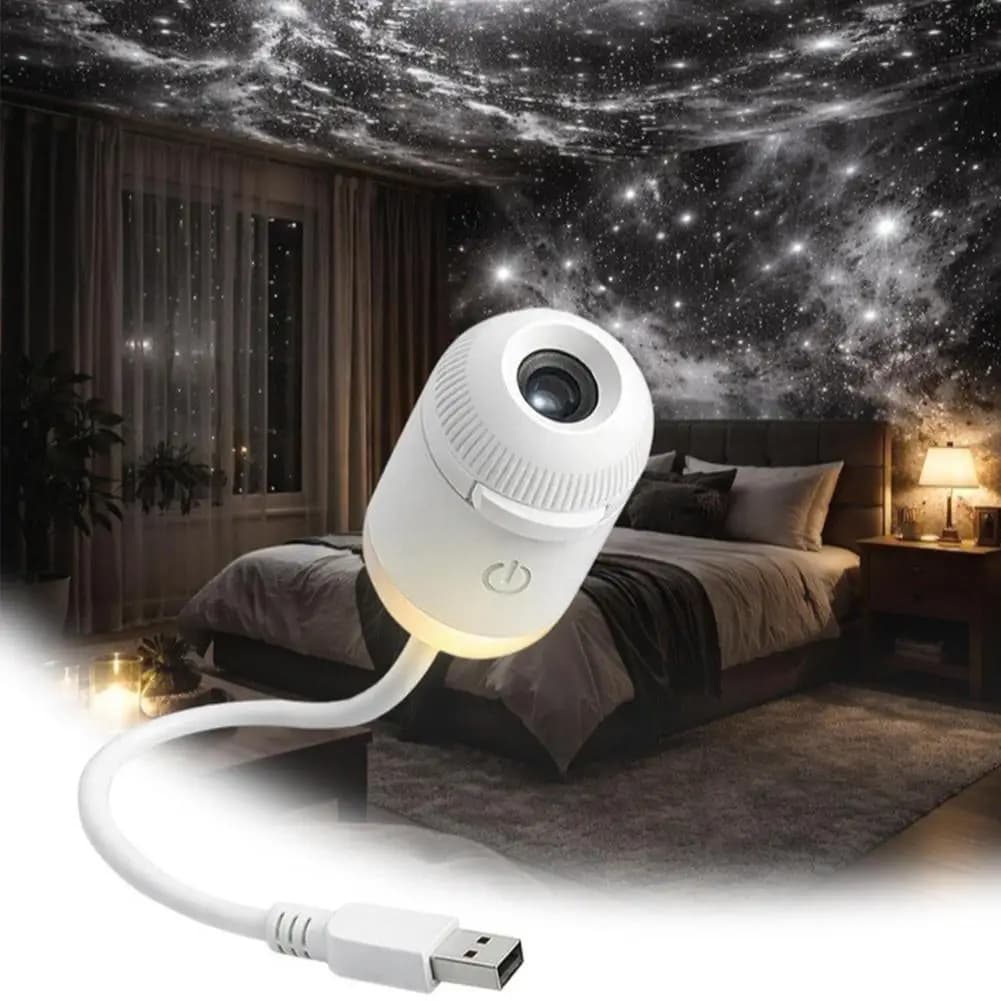 Mini Proiettore di Stelle 2-in-1 - Lampada Notturna con Cielo Stellato per Camera da Letto e Decorazione