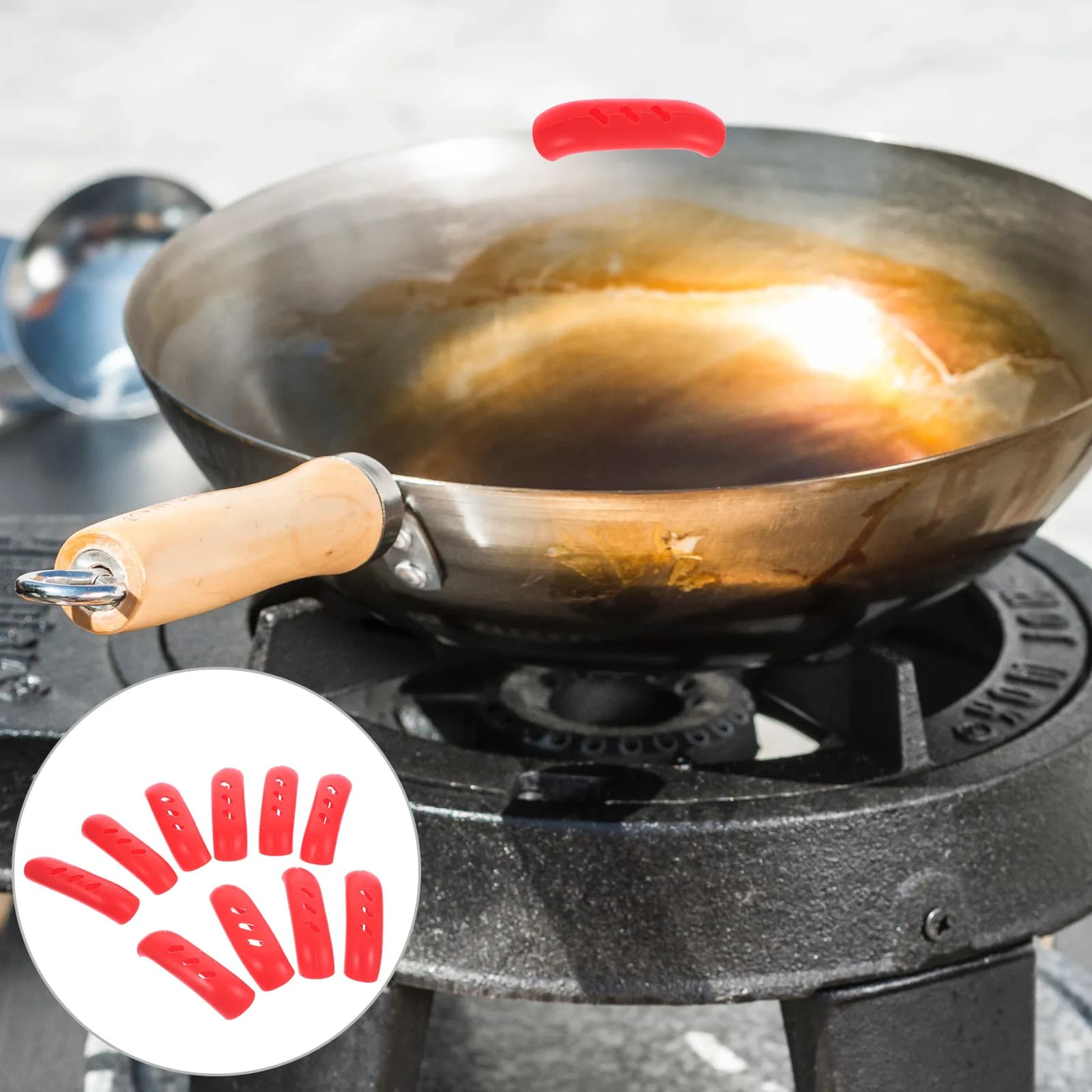 10Pcs Bendable Anti-Scalding Handle Protectors Lightweight Pot Frying Pan Cooker Handle Covers for Kitchen Restaurant Heat