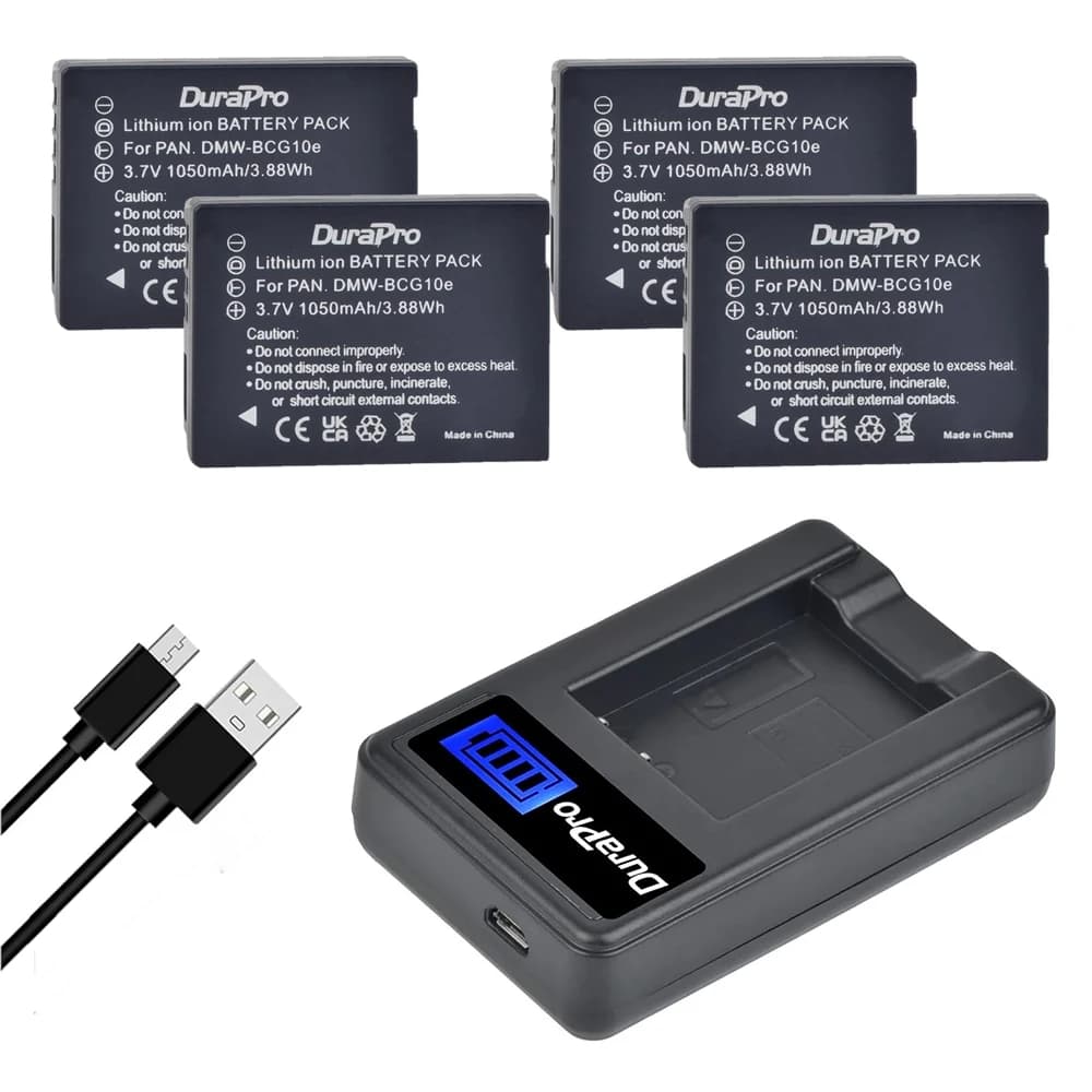 Batteria e caricabatterie DMW-BCG10 BCG10 BCG10E da 1050 mAh per Panasonic Lumix DMC-3D1 DMC-TZ7 DMC-TZ8 DMC-TZ10 DMC-TZ18