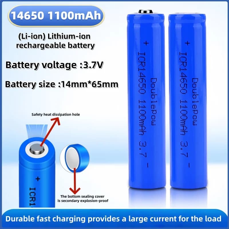Original Lithium Battery ICR14650 3.7V 1100mAh Lithium Ion Rechargeable Cell for Flashlight with Electric Toothbrush Microphone
