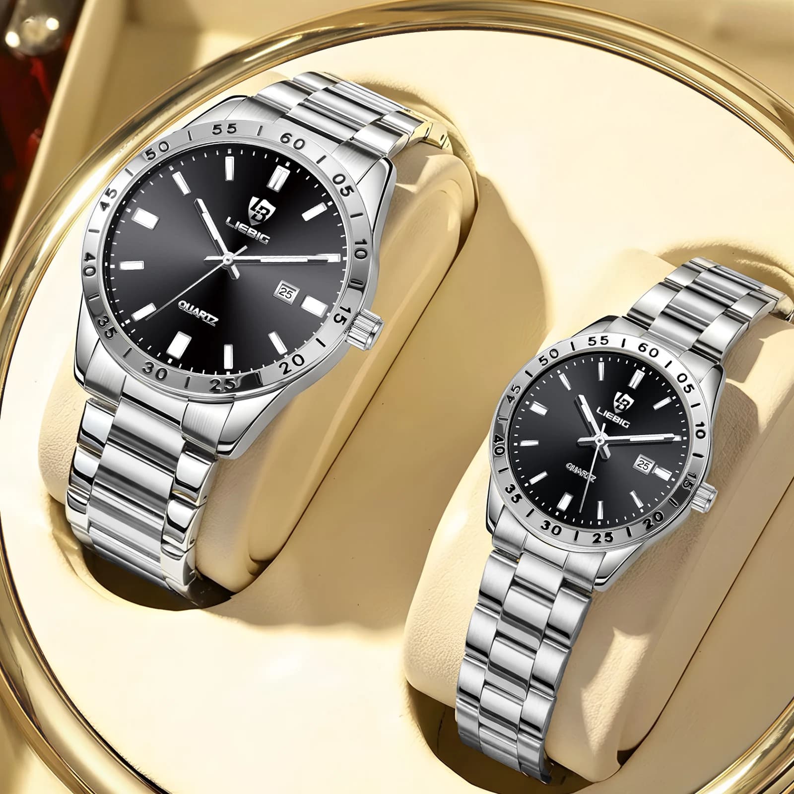 LIEBIG L1089 Orologio da Polso di Lusso Impermeabile 30M Moda Uomo Donna Orologio Casual Luminoso con Data Regalo per Anniversario Compleanno
