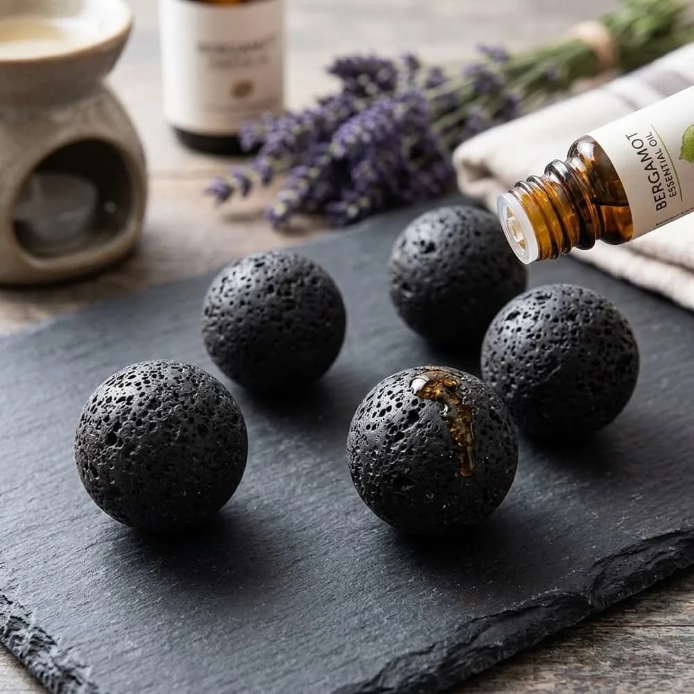 Natural Volcanic Lava Stone Massage Ball 2cm Crystal Quartz Reiki Healing Yoni Wand for Women DIY Home Decor Spiritual