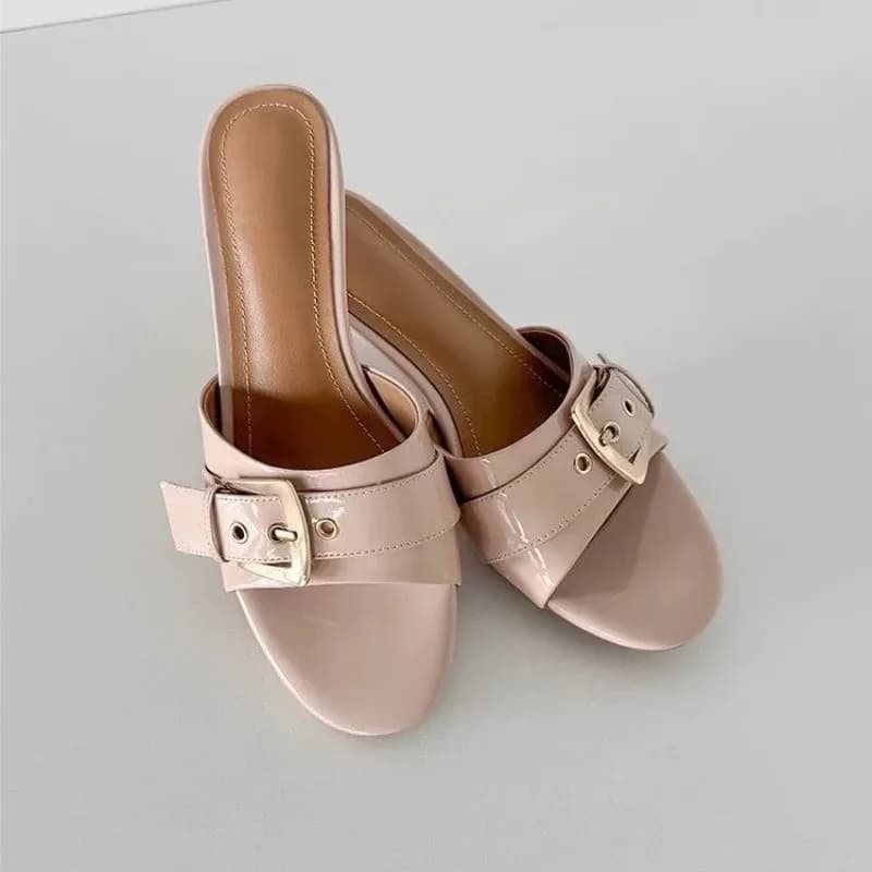 Sandali con tacco sottile stile francese con strass, da donna, estivi, a punta aperta, con cinturino, comodi, traspiranti, in pelle