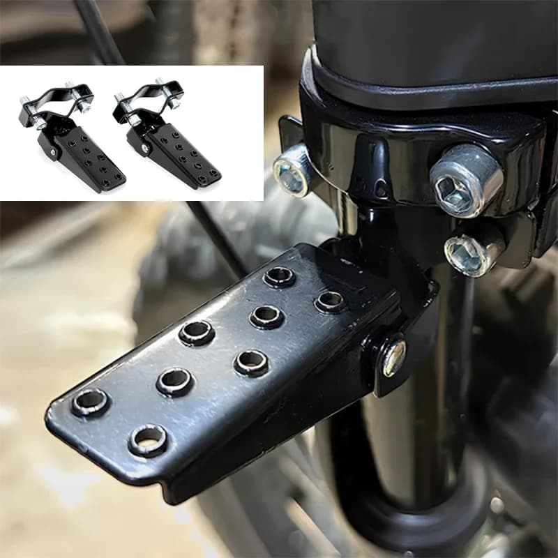 1 paio nero pieghevole poggiapiedi moto pedane sedile posteriore pedali accessori modificati per la maggior parte delle moto bicicletta scooter ATV UTV