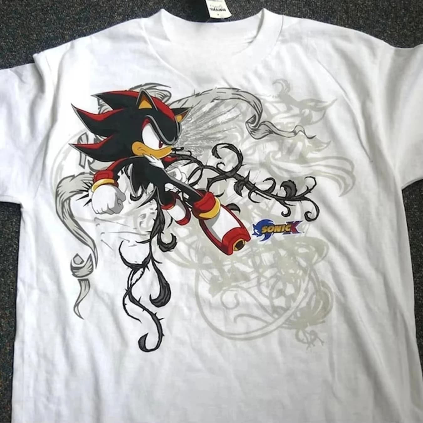 T-shirt con stampa floreale Morbida e traspirante Casual Comoda Stampa grafica in stile anime Divertente Horror Sonic X Shadow White Tr
