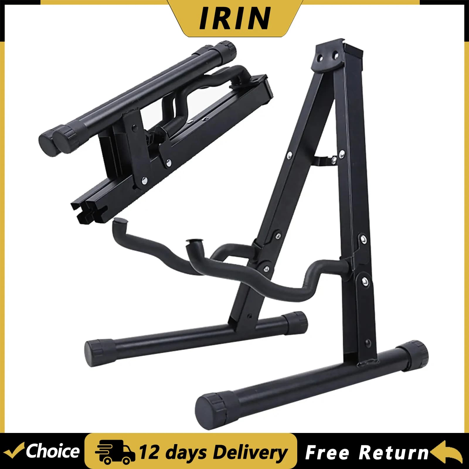 IRIN Guitar Stand Folding A Frame Floor Universal Metal for Acoustic Classical Electric Bass Guitars Banjo Ukulele Portable