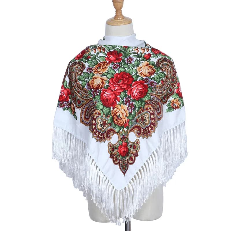 110*110 cm Sciarpa Russa Floreale Scialle da Donna Nappa Stampa Floreale hijab Foulard Avvolge Fazzoletto Bandana Coperta da Viaggio da Spiaggia