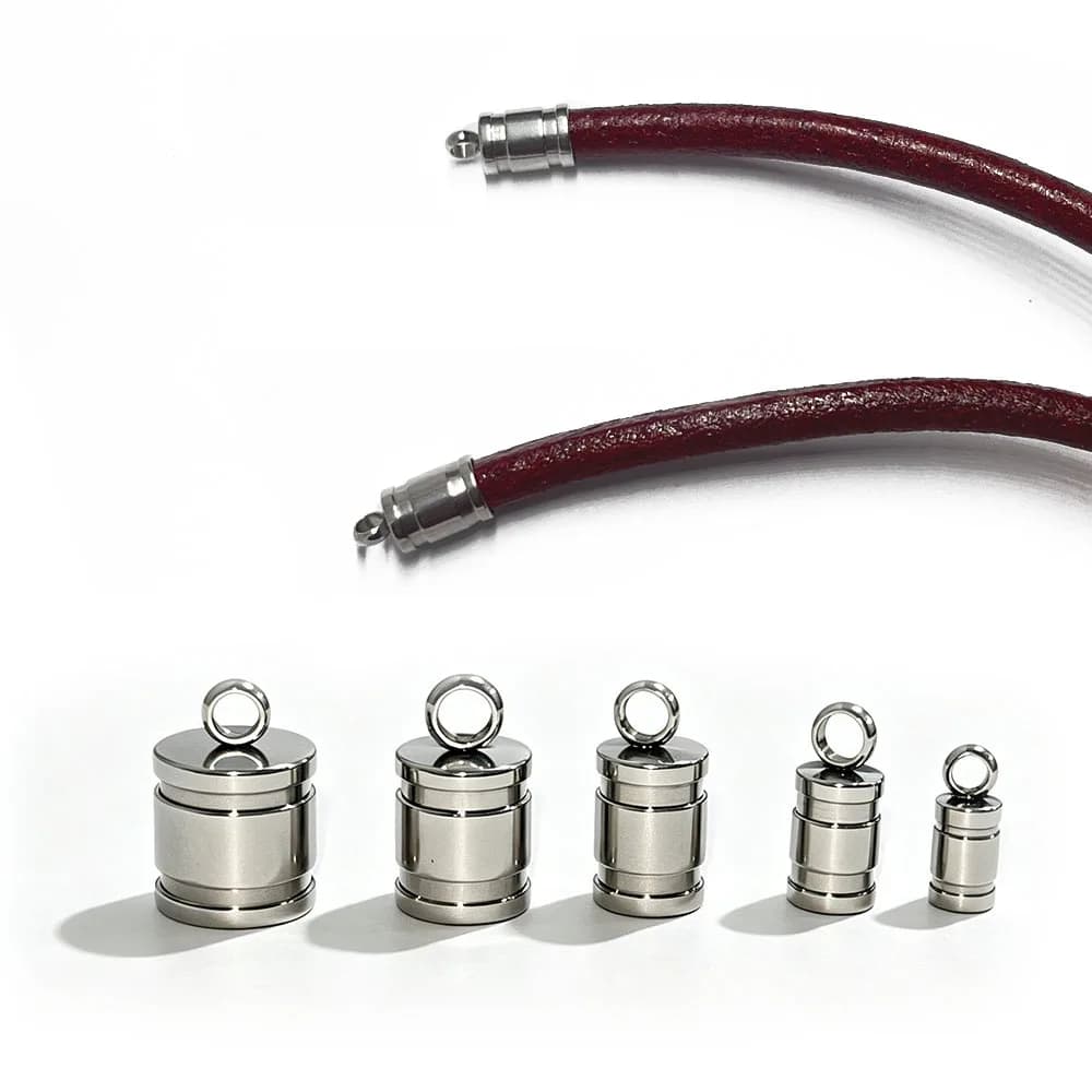 20 Pezzi Terminali in Acciaio Inossidabile per Cordoncini in Pelle con Foro per Appendere, Adatti per Braccialetti con Cordino da 2/3/4/5/6mm, Accessori Connettori
