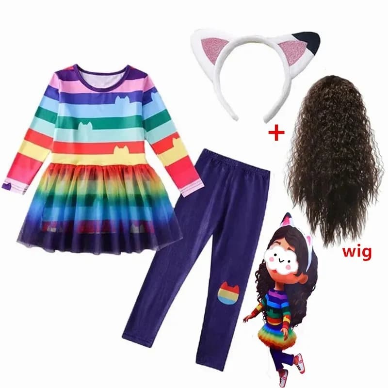 Cosplay G-Gabby Cats Newborn Summer G-Gabby'S Dollhouse Dress Rainbow Stripe Children Cosplay Princess Child Birthday P Cosplay