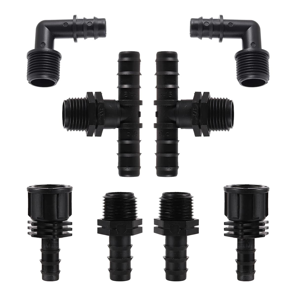 Male/female threading 1/2" to Barb connector DN16mm elbow to t joint for straight drop irrigation pipe for Micro-spray irrigation