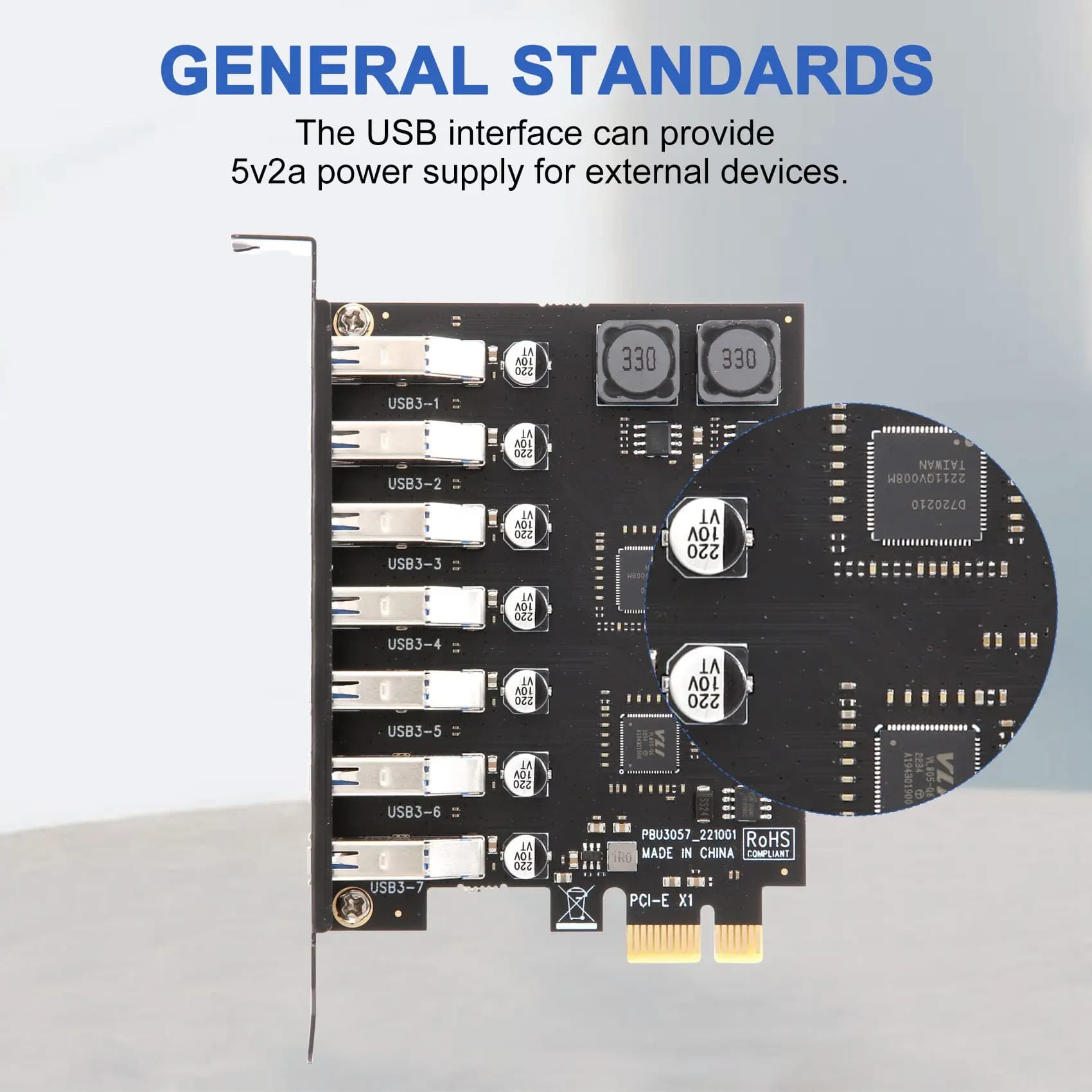 PCI-E USB 3.0 A10I Adapter hub to 7 ports External controller PCI-E Extender PCI Express card for desktop