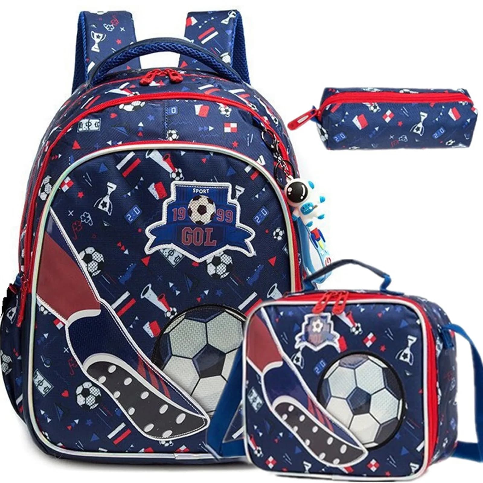 Zaino scolastico per ragazzo Zaino modello calcio Zaino per bambini Borsa da scuola impermeabile Mochila Infantil Lunchbox Astuccio per bambini