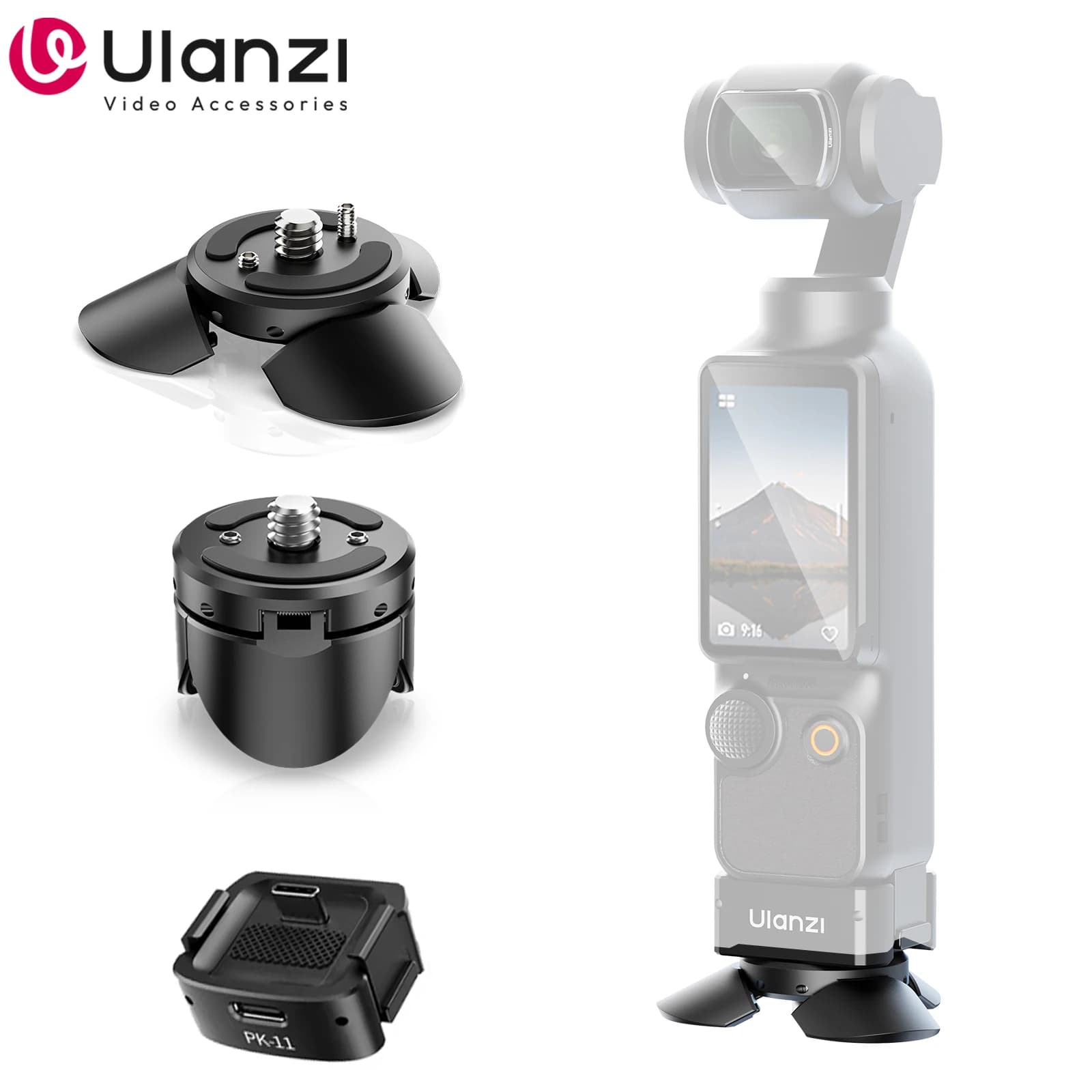 Ulanzi PK-08 PK-11 Osmo Pocket 3 Type-C Complete data port Mini kit treppiede Localization base Arri for DJI Vlog video accessory