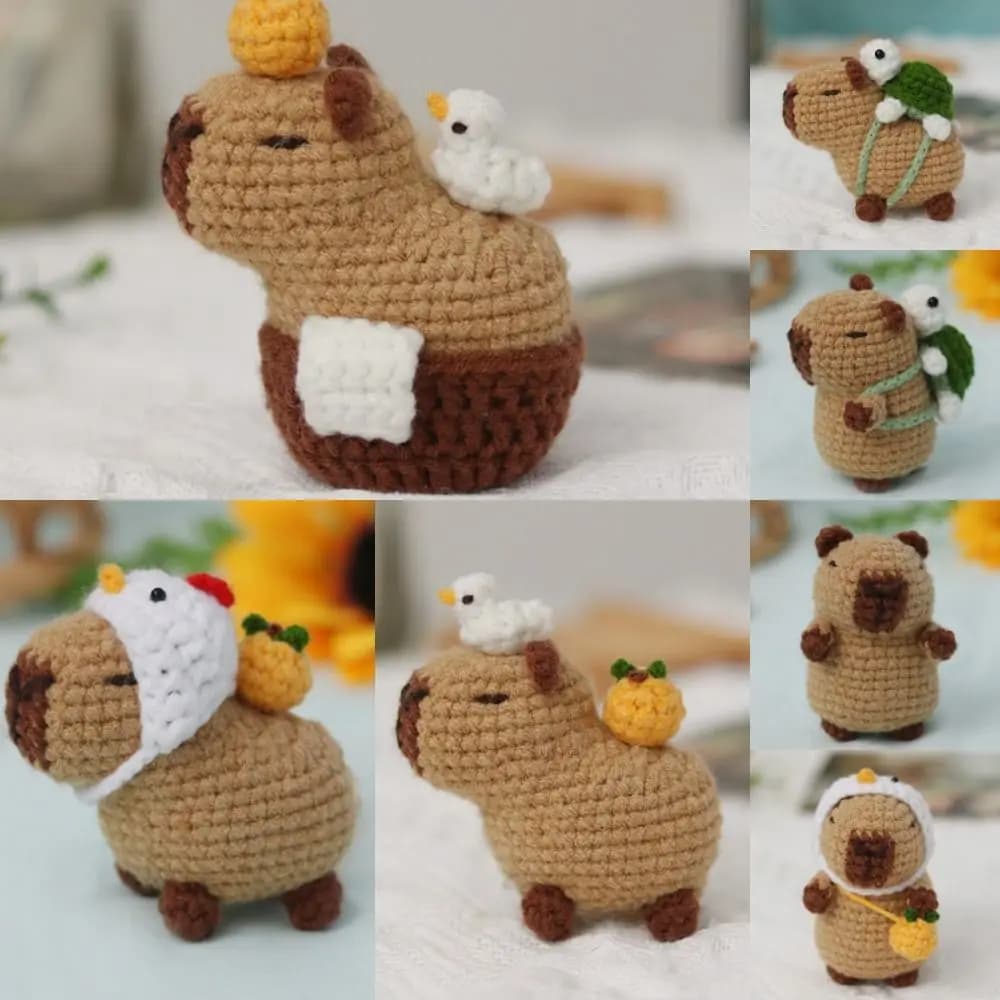 Nuovo kit animale all'uncinetto per principianti fatto a mano con uncinetti Capibara Kit all'uncinetto fai da te Prodotto non finito Set fai da te Kit set di filati