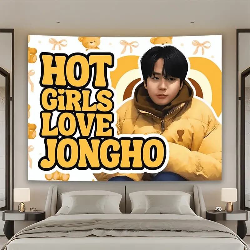 Decorative Kpop Tapestry Jongho Hot Girls Love Boyband Wall Art Hanging Print 150x300cm Decor