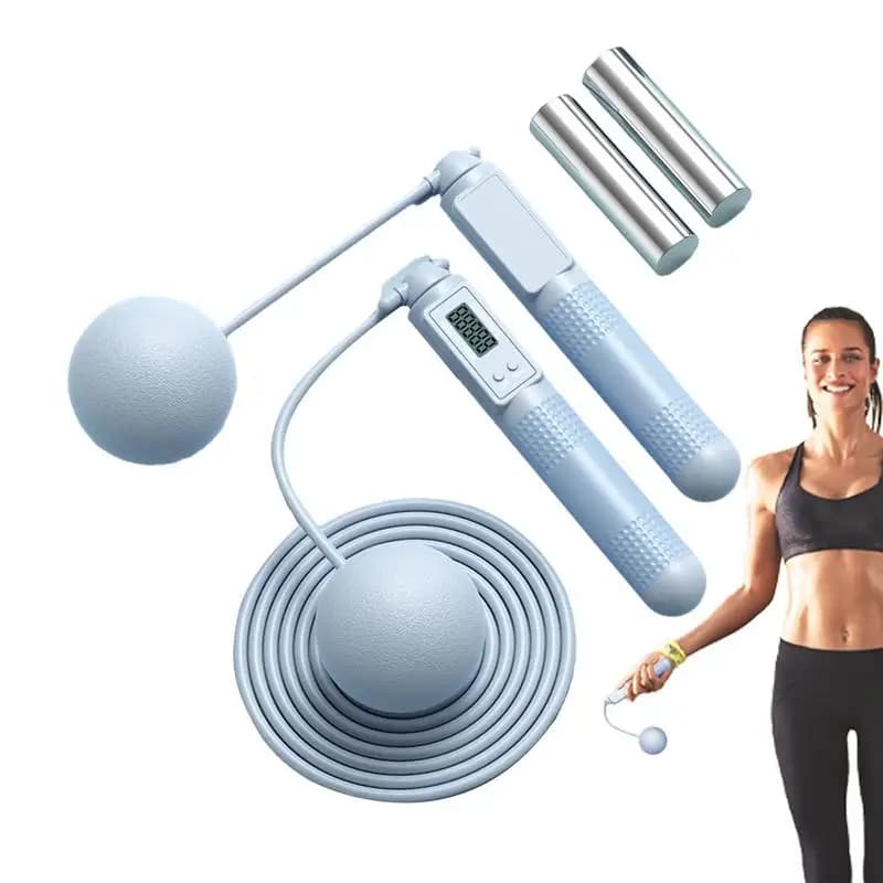 Adjustable Jump Rope Cords for Jumping With Portable Jumping Rope Counter With Silicone Hands Adjustable Digital Timer