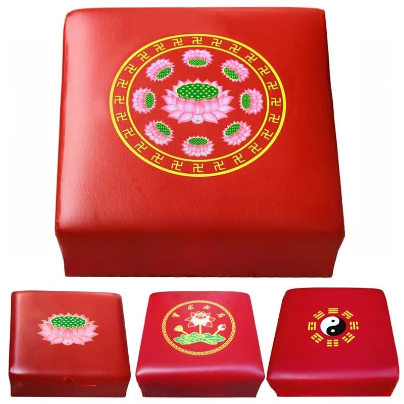 Cuscino Zafu in Legno Spesso con Motivo Floreale a Loto, Tappetino per Preghiera Buddista, Yoga, Stile Moderno e Semplice