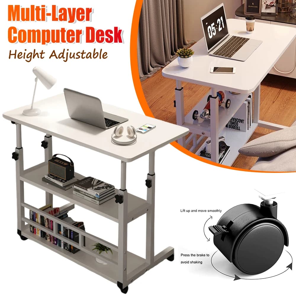 Scrivania per computer multistrato Tavolo per laptop regolabile in altezza con ruote Tavolo per infermieri medici per spazio ospedaliero per ufficio camera da letto