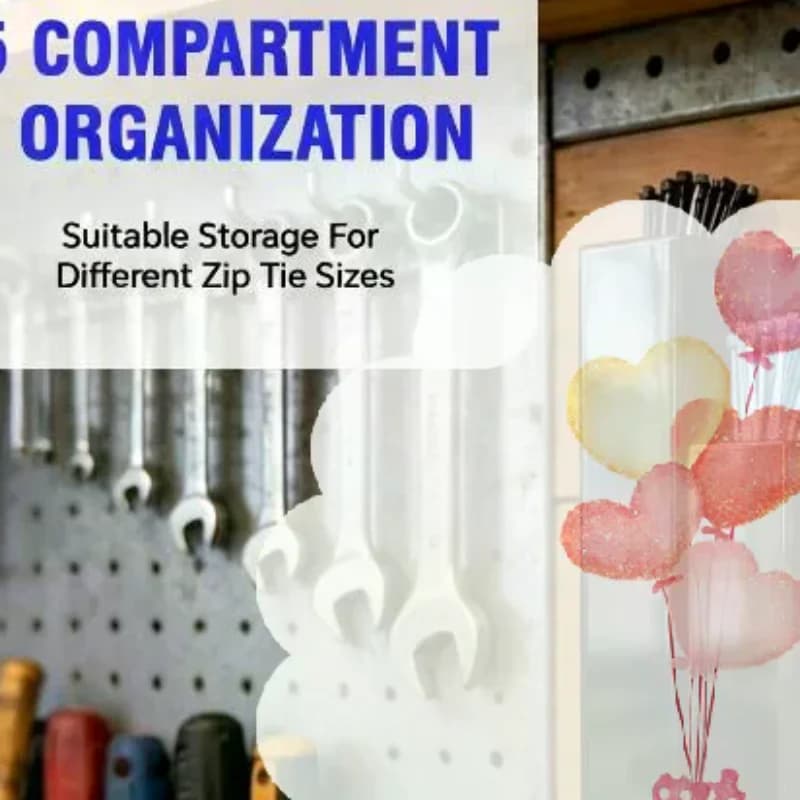 1Pcs Wall Mount Cable Tie & Tool Organizer 4/5-Slot Holds Multi-Size Zip Ties For Garage Workshop Accessories