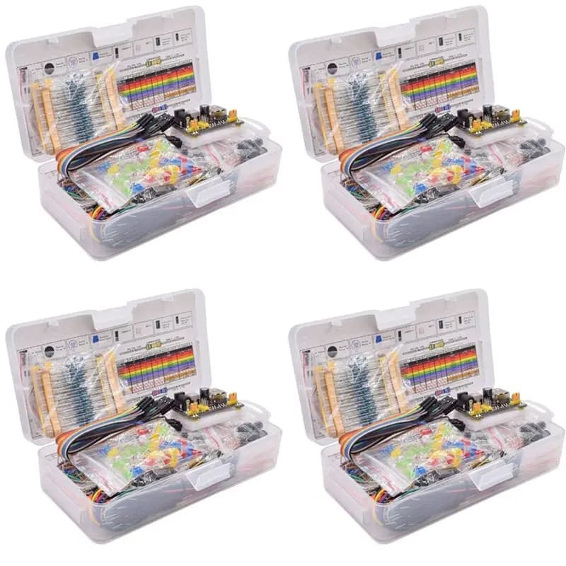 JABS-4X Nuovo Set di Componenti Elettronici per Breadboard, Kit Starter Fai-da-Te con Scatola in Plastica per Arduino UNO R3