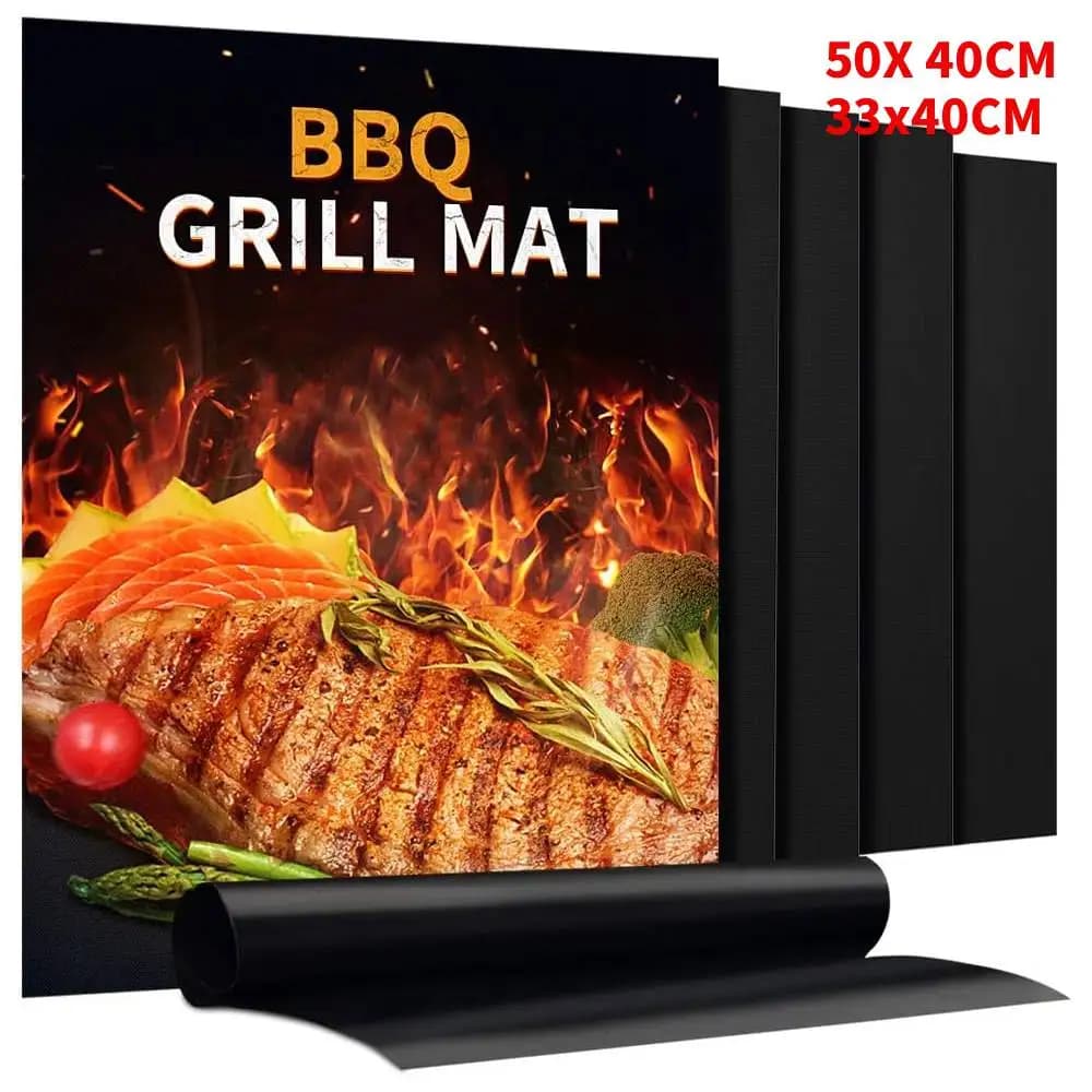 1-10PCS BBQ Grill Mat Non-stick Mat Heat Resistant Outdoor Baking Reusable Barbecue Party Mat 40x33CM/50X 40CM Grill Accessories