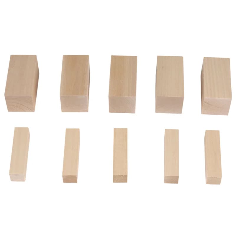 AS94-10Pack Kit di blocchi per intaglio in tiglio Spazi vuoti per principianti Kit di blocchi per intaglio in legno non finito (5L + 5S)