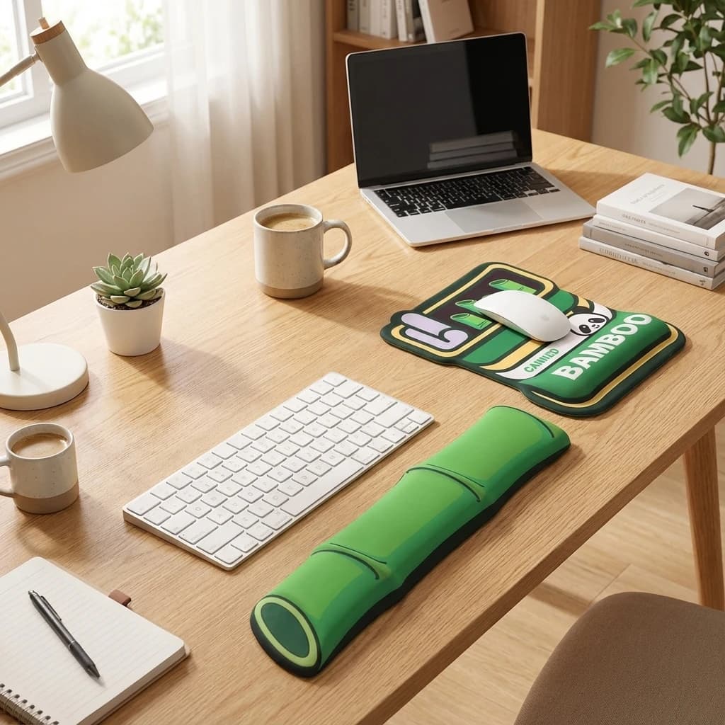 Set combinato poggiapolsi ergonomico Tastiera antiscivolo carina Tappetino di supporto per il palmo del mouse Accessorio da scrivania morbido per alleviare il dolore per computer da ufficio