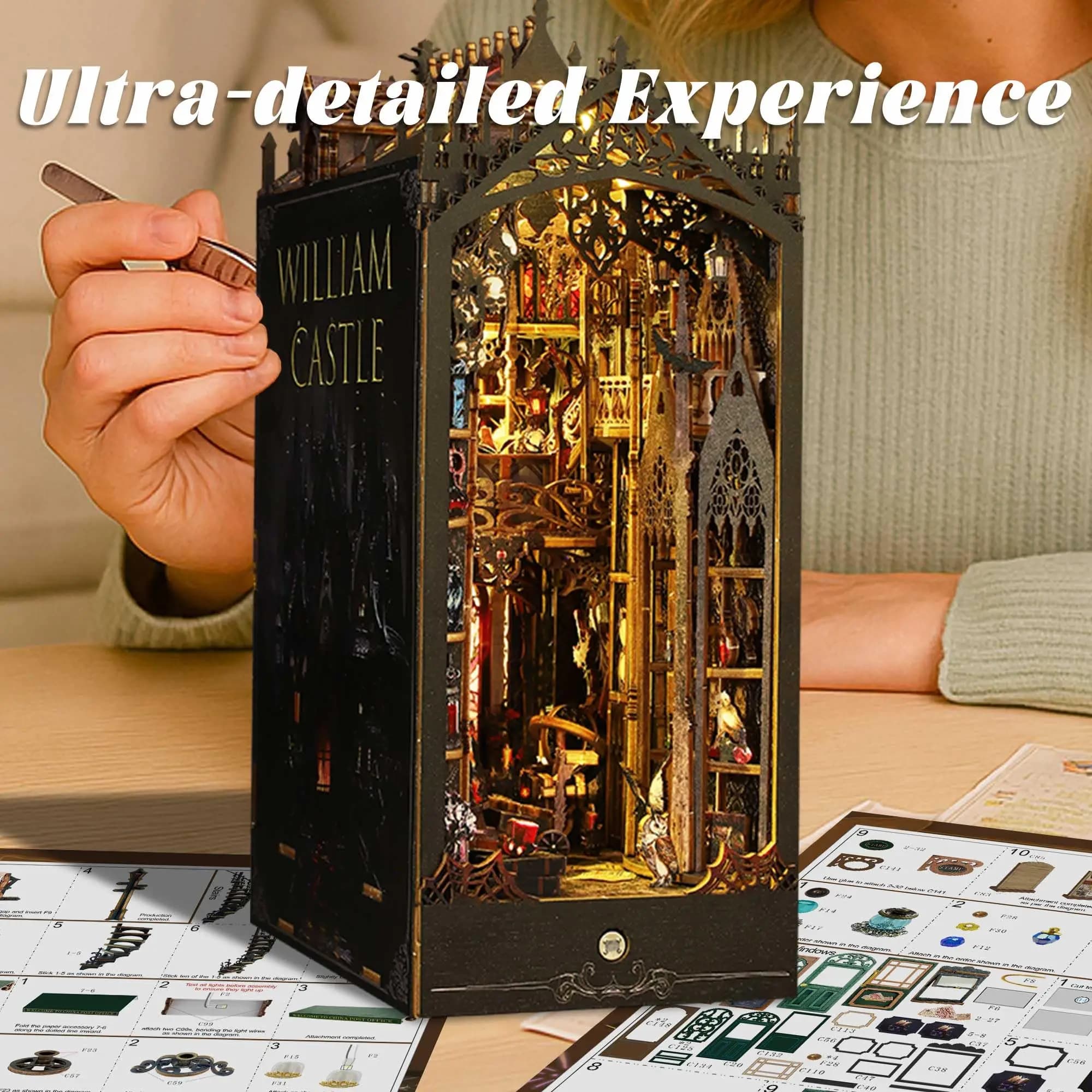DIY Wooden Bookend-William Castle 3D Handmade Assembly Kit DIY Toy for Ages 14+ 3d Wooden Puzzle