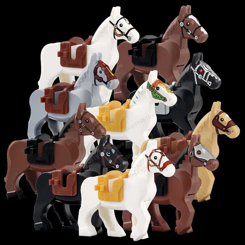 XP1010-1016 Cavalluccio da guerra medievale Mini cavalieri Supporti Building Blocks Bambole accessorie Giocattoli per bambini Regali di Natale
