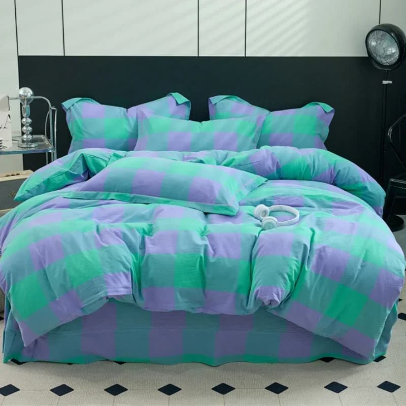 Nuovo copripiumino in cotone scozzese tinta in filo lavato letto singolo matrimoniale 160x210 220x240 Biancheria da letto confortevole di grandi dimensioni delicata sulla pelle