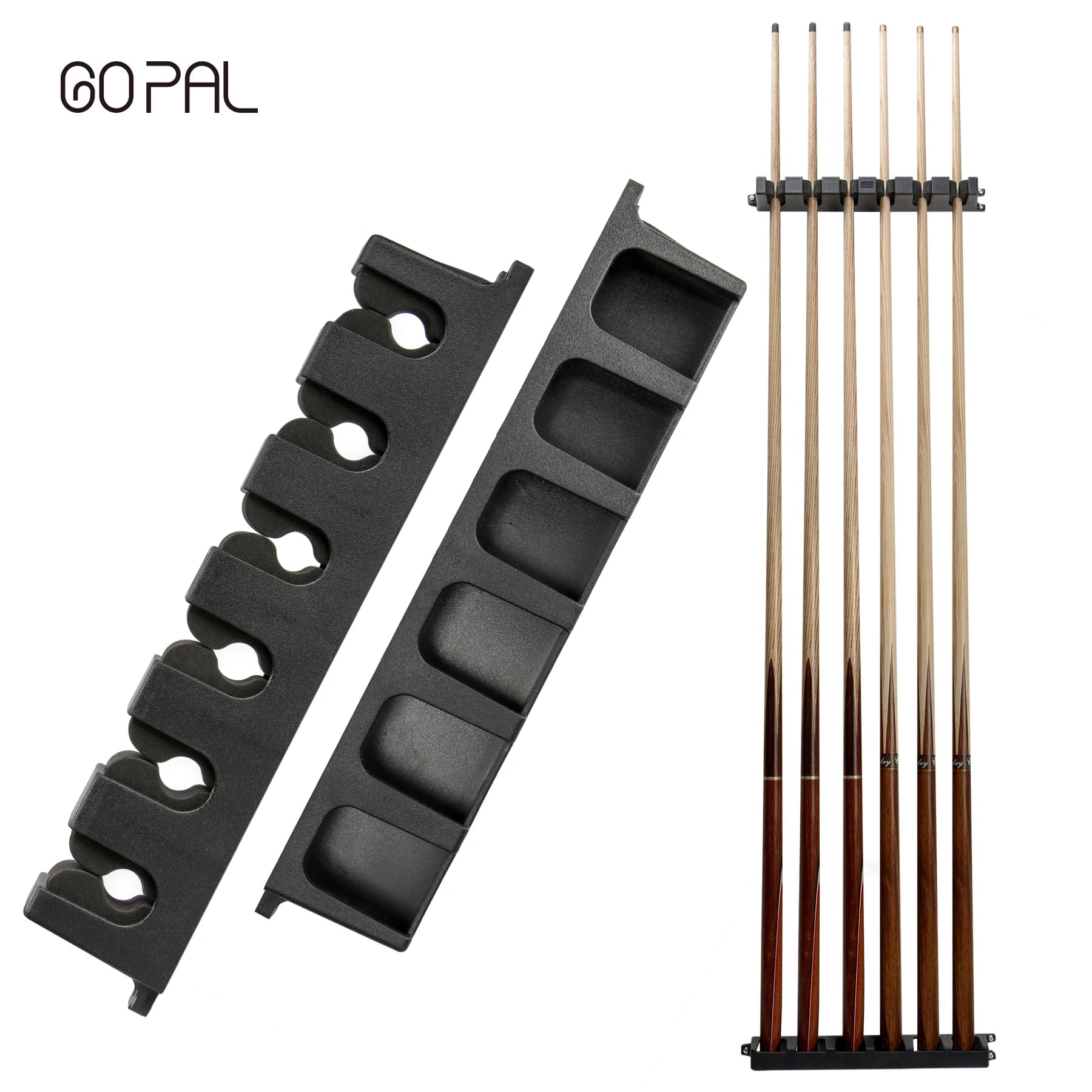 Go Pal Porta stecche Supporto per stecche durevole Supporto da parete in legno duro Porta stecche da biliardo Organizzatore per stecche da biliardo per bastoncini da biliardo